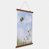 Hommels en Daisies Waterverf Schilderij Hangend Wandkleed (Gebogen)