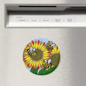 Hommels en zonnebloemen magneet (Insitu (Vaatwasser))