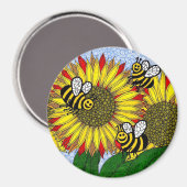 Hommels en zonnebloemen magneet (Voorkant / Achterkant)