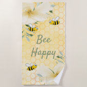 Hommels gele bloem bij happy strandlaken (Voorkant)