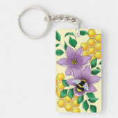 Hommels Lavendel Bloemen Geel Sleutelhanger (Voorkant)
