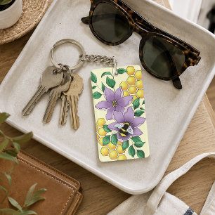 Hommels Lavendel Bloemen Geel Sleutelhanger
