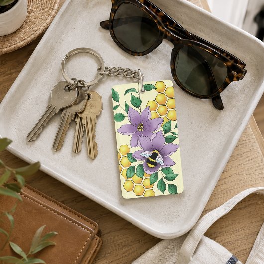 Hommels Lavendel Bloemen Geel Sleutelhanger
