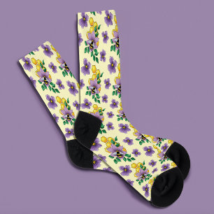 Hommels Lavendel Bloemen Geel Sokken