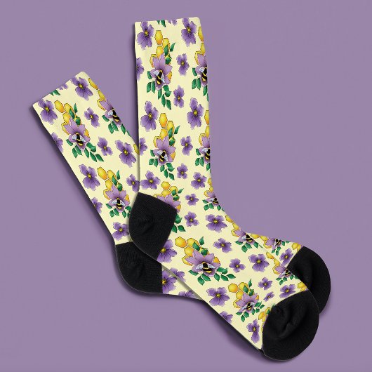 Hommels Lavendel Bloemen Geel Sokken