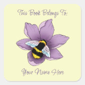 Hommels Lavendel Bloemen Geel Vierkante Sticker (Voorkant)