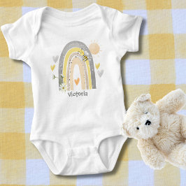 Hommels met Boho Regenboog en Hartjes Monogram Romper