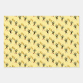 Hommels met hart & honingraat patroon wrapping inpakpapier vel (Voorkant)