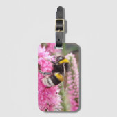 Hommels op Roze Bloemen Bagagelabel (Voorkant (verticaal))