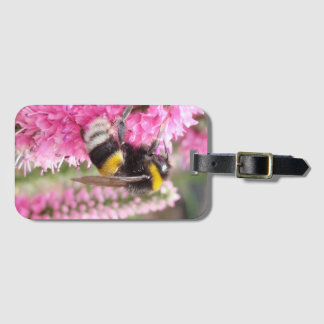 Hommels op Roze Bloemen Bagagelabel