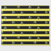 Hommels op zwart geel gestreept cadeaupapier (Vlak)