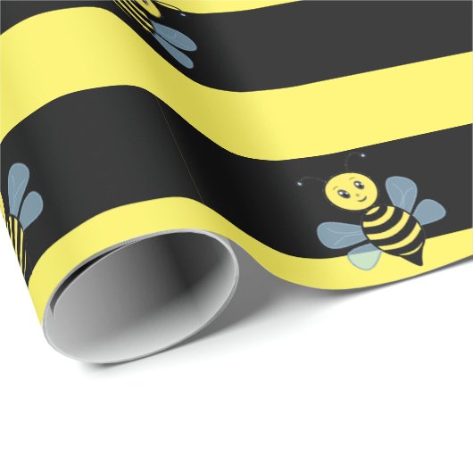 Hommels op zwart geel gestreept cadeaupapier (Rol Hoek)