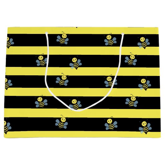 Hommels op zwart geel gestreept groot cadeauzakje (Voorkant)