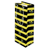 Hommels op zwart geel gestreept wijn cadeautas (Voorkant Gekanteld)