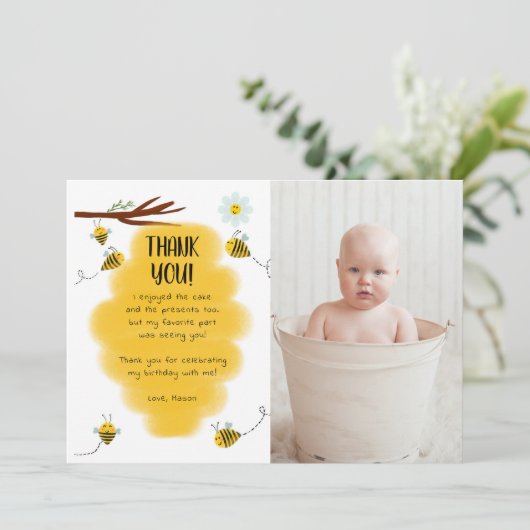 Hommels Verjaardagsfeest Foto Bedankt Kaarten (Staand voorkant)