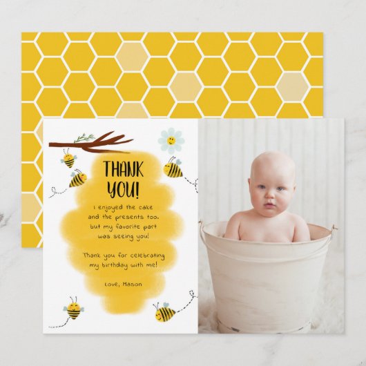 Hommels Verjaardagsfeestje Foto Dank Je Kaarten (Voorkant / Achterkant)