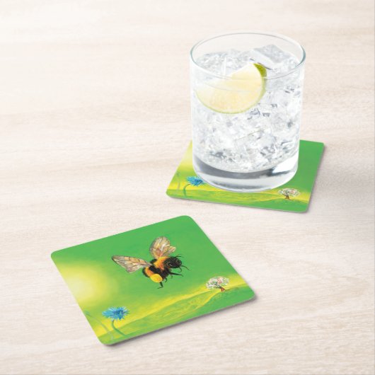 Hommels vliegen over de weide kartonnen onderzetters (Insitu)