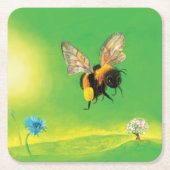 Hommels vliegen over de weide   kartonnen onderzetters (Voorkant)