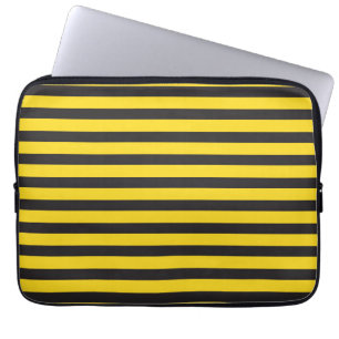 Hommels Zwarte Gele Horizontale Lijnen Hommels Laptop Sleeve
