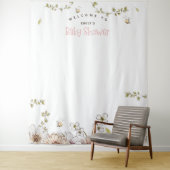 Hommelsbloemen Roze Baby Shower Foto Achtergrond Wandkleed (In situ)