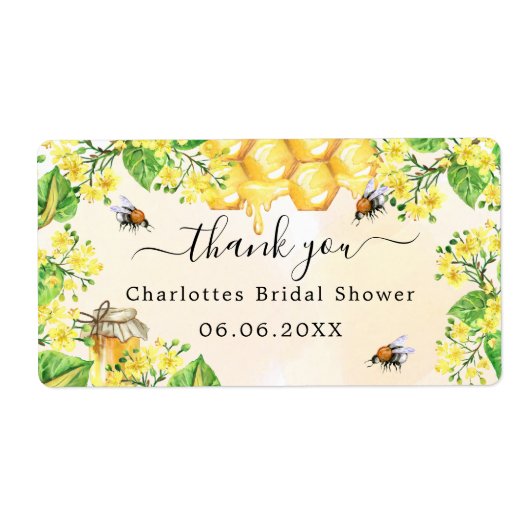 Hommeltje bruidsbrunch gele bloemen bedankt etiket (Voorkant)