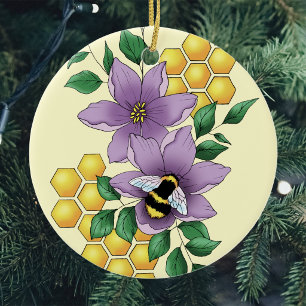 Hommeltje Lavendel Bloemen Geel Keramisch Ornament