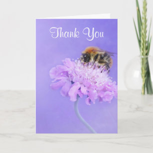 Hommeltje op een Roze Bloem Dank U Bedankkaart