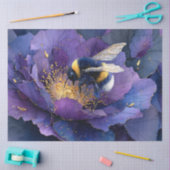 Hommeltje op Paarse Bloem Decoupage Tissuepapier (Craft)