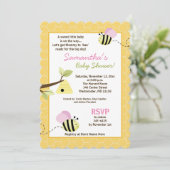 Hommeltje Roze Vleugels Die Cut Baby Shower Uitnod Kaart (Staand voorkant)