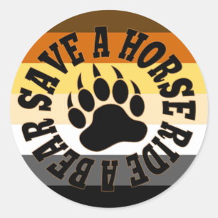 Homo Beer Pracht Save A Paard Rij Een Beer Ronde Sticker