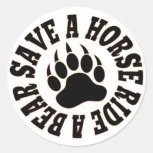 Homo Beer Pracht Save A Paard Rij Een Beer Ronde Sticker
