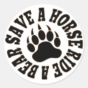 Homo Beer Pracht Sla Een Paard Red Een Beer- Stick Ronde Sticker