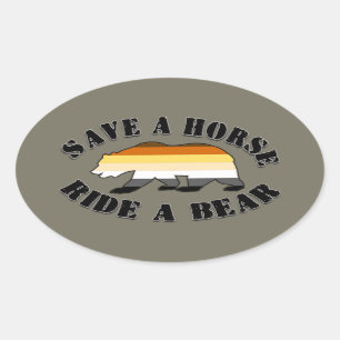 Homo Beer Pride Sla een Paard Red een Beer Ovale Sticker