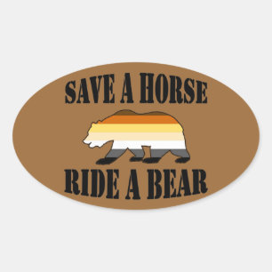 Homo Beer Sla Een Paard Rid Een Beer Ovale Sticker