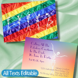 Homo Dansfeest Dansend Skelet Regenboogvlag LGBT Kaart