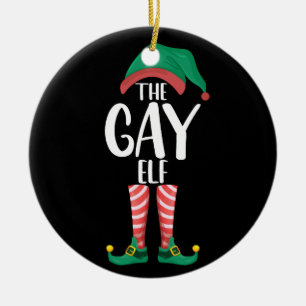 Homo Elf LGTBQ Bijpassende Familie Kerstfeest Keramisch Ornament