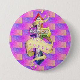 Homo en geliefd met kleurrijke kruis ronde button 7,6 cm