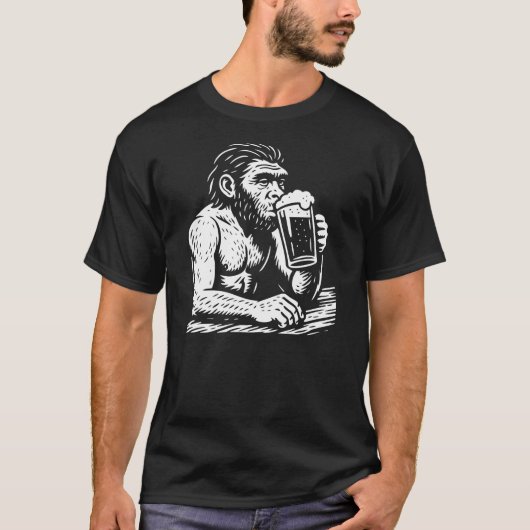 Homo erectus drink bier in de kroeg t-shirt (Voorkant)