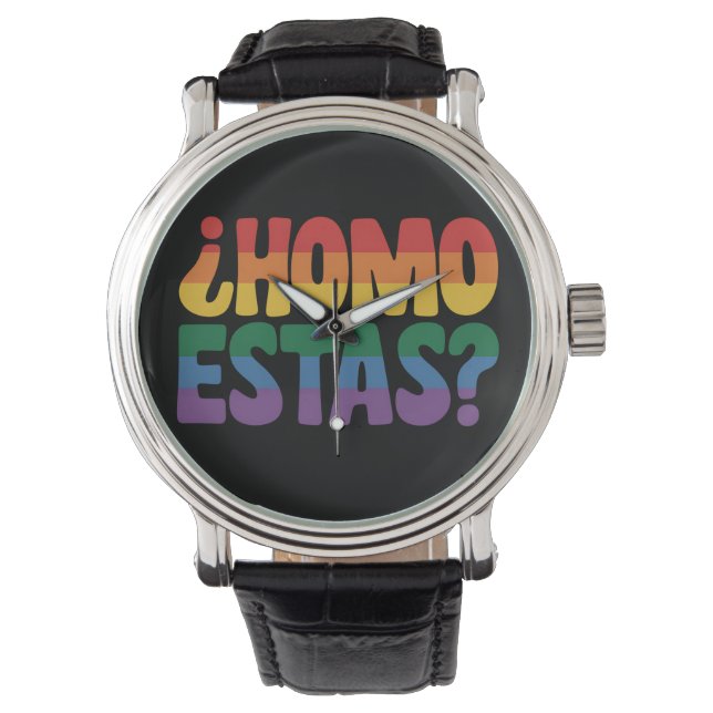 Homo Estas Grappig Spaans Mexicaanse Gay Ally LGBT Horloge (Voorkant)