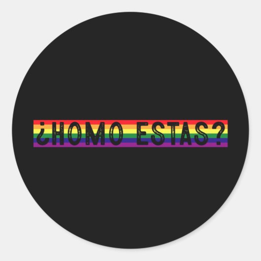 Homo estas Spaanse Mexicaanse Gay Pride LGBTQ Maan Ronde Sticker (Voorkant)