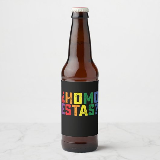 Homo estas Spaanse Mexicaanse Grappige Gay Pride L Bier Etiket (Voorkant)