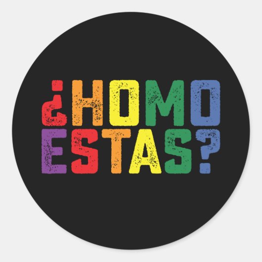 Homo estas Spaanse Mexicaanse Grappige Gay Pride L Ronde Sticker (Voorkant)