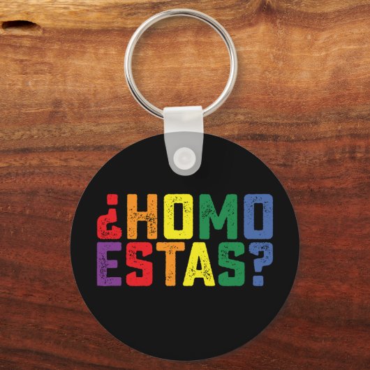 Homo estas Spaanse Mexicaanse Grappige Gay Pride L Sleutelhanger (Voorkant)