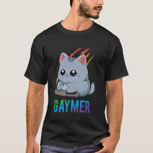 Homo gamer LGBT Katten Trots Regenboog Videospel L T-shirt