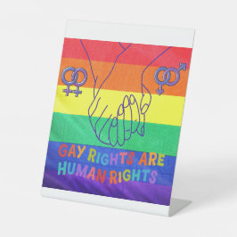 Homo heeft rechten reclamebord met voetstuk