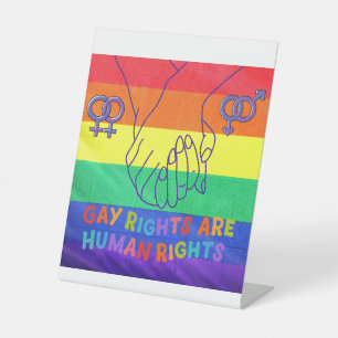Homo heeft rechten reclamebord met voetstuk