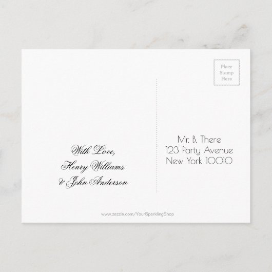 Homo huwelijksfeest uitnodiging Save the date LGBT (Achterkant)