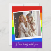 Homo Koppel Foto Aangepaste Regenboog Romantische  Kaart (Voorkant)