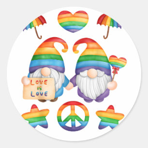 Homo Koppel Kabouters Pride, Mijnheer & Mijnheer H Ronde Sticker