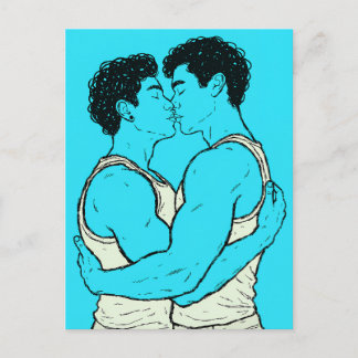 Homo Koppel Kussende Kunst – Teder LGBTQ Briefkaart